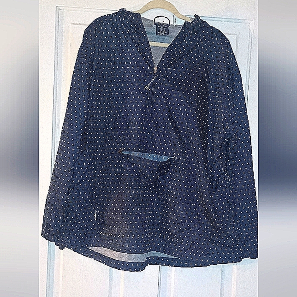 Navy Polka Dot Pullover with gray lining